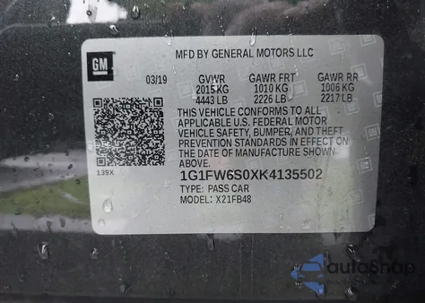 2019 Chevrolet Bolt Ev Lt from USA, damaged, VIN 1G1FW6S0XK4135502